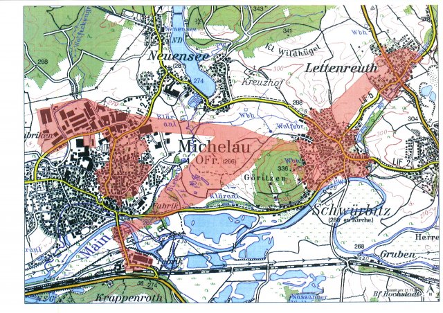 Grossansicht in neuem Fenster: Plan 1 Kumulationsgebiet Michelau i.OFr. – Übersichtskarte