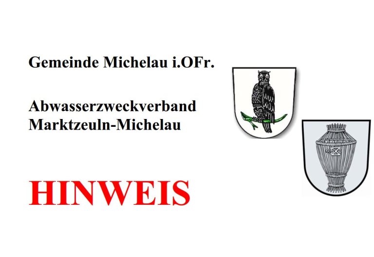 Hinweis Gemeinde Michelau i.OFr. und AZV