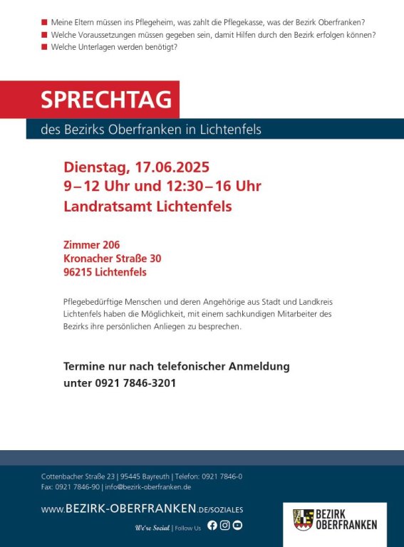 Sprechtag Bezirk Oberfranken